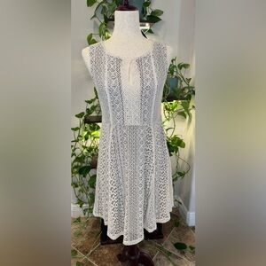 Hem & Thread Cream Crochet Lace Sleeveless Mini Dress